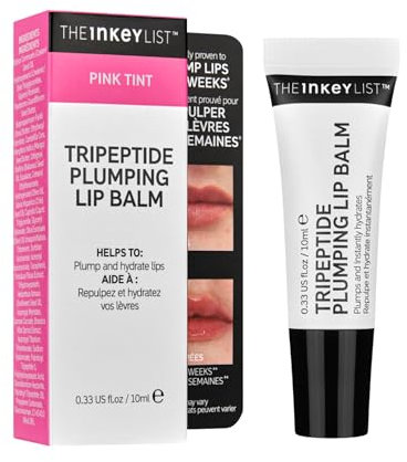 The Inkey List Tripeptide Plumping Lip Balm 10ml, Clinically Proven Plumping Tinted Lip Care, Hydrates Dry Cracked Lips, Vegan & Cruelty Free, Pink Tint