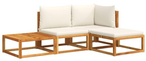 vidaXL 4-TLG. Gartensofa-Set mit Kissen Holz Akazie & Seil