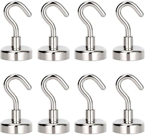 Crochets magnétiques, grand support magnétique pour une utilisation en cuisine, aimants super puissants avec crochets, 8 crochets magnétiques
