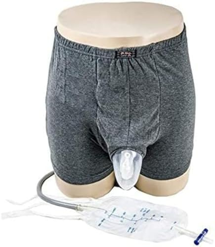 Urinoir masculin, support de pipi d’urinoir, urinoir portable réutilisable pour hommes avec ceinture élastique, sac d'urinoir de collecte avec deux sacs de collecte d'urine de 500 ml,Small