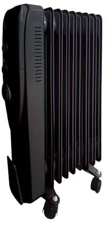 Oil Filled Radiator 9 Fin Portable Electric Heater 2000W with 24 Hours Timer Adjustable Thermostat 3 Heat Settings Wheels Free Standing Safety Cut-Off for Home Office Room B2T (Black)