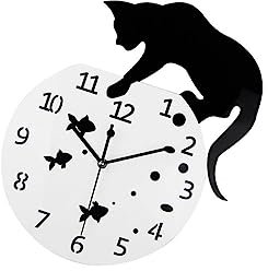 Zerodeko Katzen Wanduhr Acryl Geräuschlos Kreativ Für Schlafzimmer Wohnzimmer Büro Dekoration Mit Quarzuhr Ohne Batterie