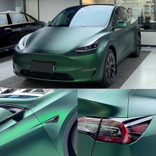 XhuangTech Metallische Autofolie Dunkelgrün, wasserdichte PVC-Autofolie Selbstklebende Aufkleber, DIY Luftablass-Lackschutzfolie, Außen- und Innenzubehör für Auto, Motorrad, Fahrrad (152 x 75 cm)