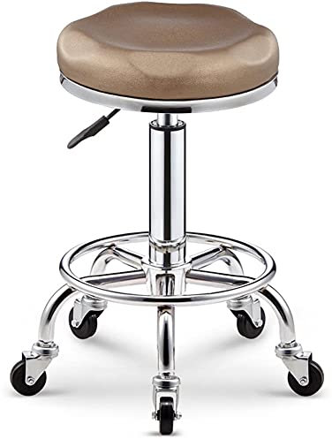 HADECOLL 360° Drehbarer Salon-Kosmetikhocker Mit Höhenverstellbarem Ledersitz, Ideal Für Spa, Büro, Maniküre, Tattoo, Edelstahlbasis, Professioneller Schönheitsstuhl