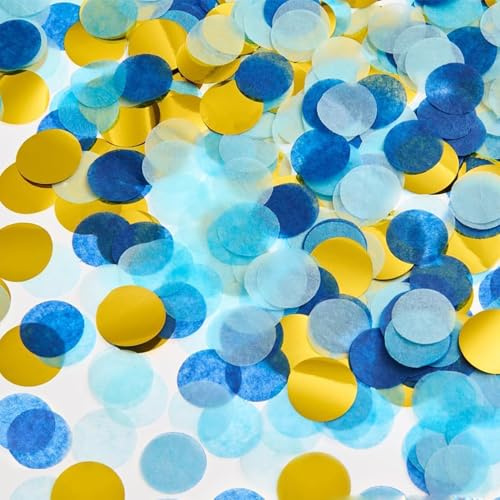 Yatrosynth 6000PCS Coriandoli Colorati, 50g Coriandoli di Carta Rotondi, 2.5cm per Matrimonio, Compleanno, Festa, Palloncini, Confezione Regalo(Blu Oro)