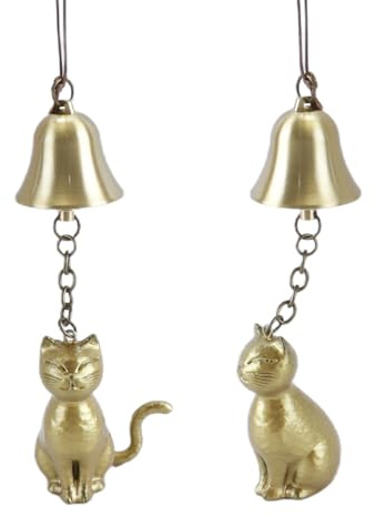 Hoite Carillon à vent pour chat, style Art déco, en cuivre PLA, décoration de jardin, pour porche, cour, maison, statue de chat, cadeau à thème, type D