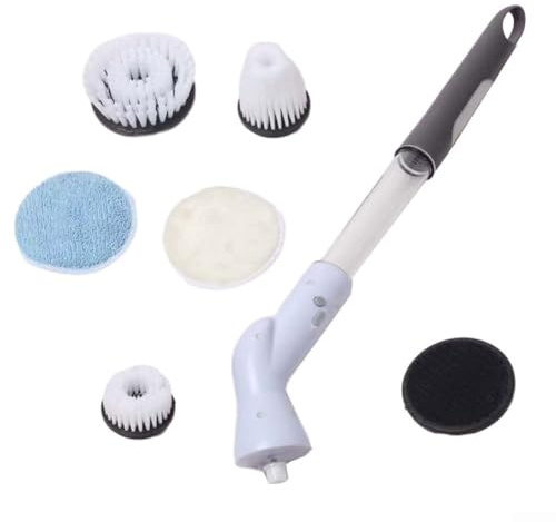 ZAMETTER Limpiador eléctrico inalámbrico para baño, mango extensible, cepillo de limpieza eléctrico inalámbrico para baño, cocina, suelo, pared, azulejos, herramienta de limpieza para el hogar, cocina