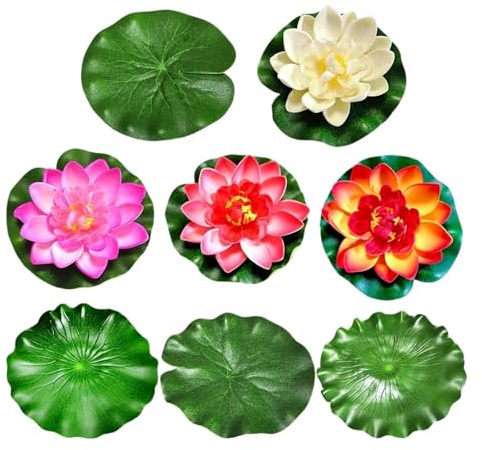 HKYBCF 8 stücke Simulierte Blatt Künstliche Seerose Schwimmende Teich Dekorationen Pool Garten Aquarium Aquarium Requisiten Natur Stil