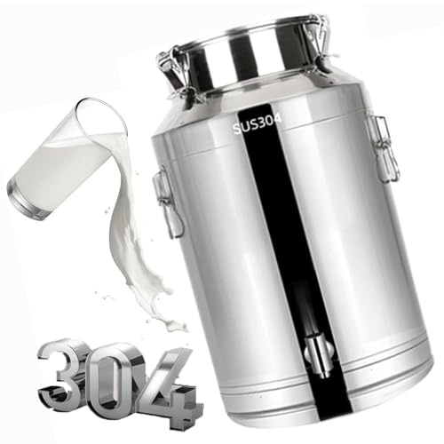 Tonneau de transport de lait en acier inoxydable 304 de 20 L avec robinet d'eau - Pot à thé polyvalent - Seau à vin - Pot à lait idéal - Solution de rangement