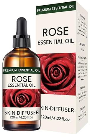 Rose Essential Oil for Face, Rose Oil for Face, Face Serum for Skin, Hair and Nails, Skin Moisturizing, Anti-Aging, Reduce Pigmentation, Quickly Absorbed for Dry Skin, Scalp and Nails