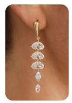 PRTGL Hängende Ohrringe - 14K Vergoldet Hängeohrringe Damen Luxus Zirkonia Ohrringe im Weizen-Design, Elegant für Hochzeit, Braut & Brautjungfern, Party