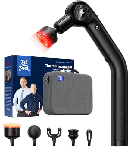 BOB AND BRAD 2-in-1 Massage Gun with Heat & Red Light Soothing L7 Ultra Massage Gun with Extension Handle &Adjustable Angles, Deep Tissue for Back Lumbar Shoulder FSA-HSA Eligible Gift for Men Women