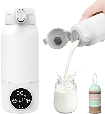 Tragbarer Flaschenwärmer Unterwegs für Baby,500ml Große Kapazität für Muttermilch Wasser,100w Leistung Schnell Aufheizen,Mobiler Babyflaschenwärmer mit 11000mAh Akku,Ideal für Reise,Auto & Im Freien