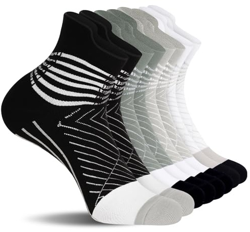 Fefod Chaussettes de Compression pour Homme et Femme, 4 Paires Chaussettes de Contention Sport Compression Chevillère, Bandage de Cheville Maintien, pour Fasciite Plantaire, pour Soulage la Douleur