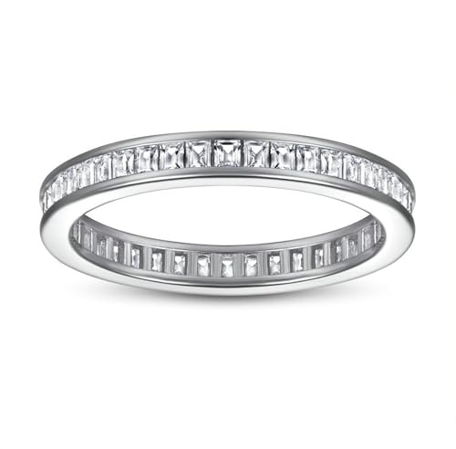 Calefee 950 Platinum Rings for Women Engagement, Created diamond Eternity Ring Size L 1/2, Womens Wedding Jewelry