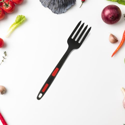 Angoily Lot de 2 Fourchettes en Silicone Multifonction Résistantes à L'Usure Couleurs Noir et Rouge Ustensiles Cuisine Ergonomiques pour Salade Spaghetti et Usage Quotidien