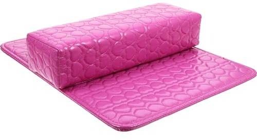 TOYANDONA Coussin pour Nail Art 2 Pièces Rose Fuchsia en Cuir PU Brillant Tapis et Repose-Main Ergonomique pour Manucure Accessoires pour Ongles Adaptés Bureau et Salon Ensemble