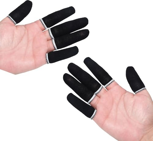 10pcs Cotton Breathable Finger Cots Gloves Sweatproof Protective Sleeve Cover for Woodcarving Labor Protections Cotton Finger Breathable Sweatproof Elastic Cuff Work