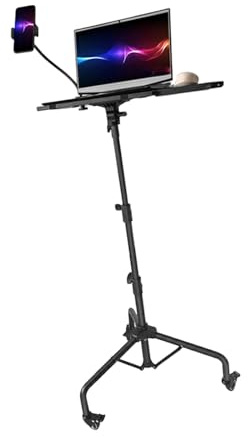 PEPWE Support d'ascenseur à plusieurs angles de positionnement pour projecteur, charge de 25 kg, tige de verrouillage antidérapante pour présentations en studio, trépied large et stable