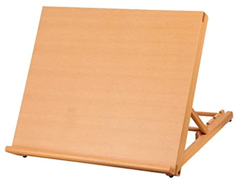 pistro PROSTABILIERTER HOLZSCHREIBTISCH KÜNSTLERSTÄNDER VERSTELLBARE LACKIERTE ZEICHNUNGSPLATTE 45x35x30cm Arbeitsplatz Zeichentisch- 49x44x42cm Holz