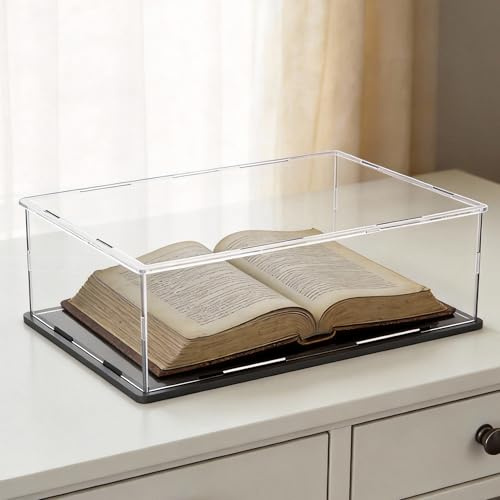 HOPEME Book Display Case Clear Book Protector Case, Acrylic Display Cover Case for Books, Stamps, Coins, Cards, Photos, Album, Jewellery and Collectibles 16 (L) × 10 (W) × 5 (H) inch