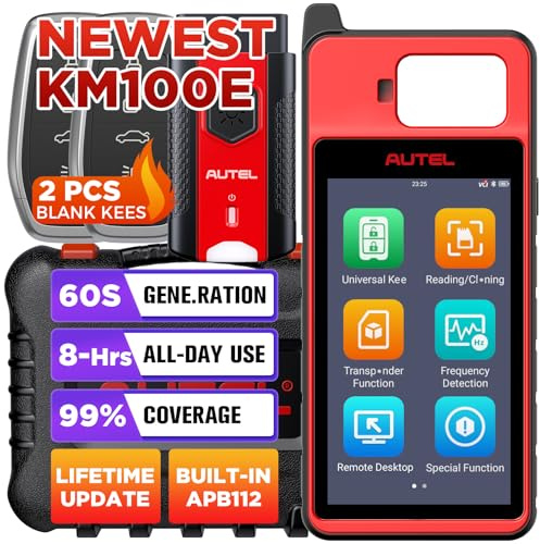 Autel MaxiIM KM100E Key Fob Programming Tool, Immobilizer programmer, 60S Key generation, Transponder Chip Read/Write/Clone, Guided IMMO Paring for 90% Cars, Ignition Coil Detection, 2 Blank IKEYs
