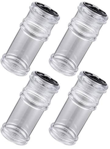 Toyvian Set da 4 Saliere Trasparenti in Plastica per Uso Domestico e Ristorante, Contenitori Multifunzione per Condimenti Dosatore, per Cucina, Sale, Pepe e Zucchero, Facili da Pulire
