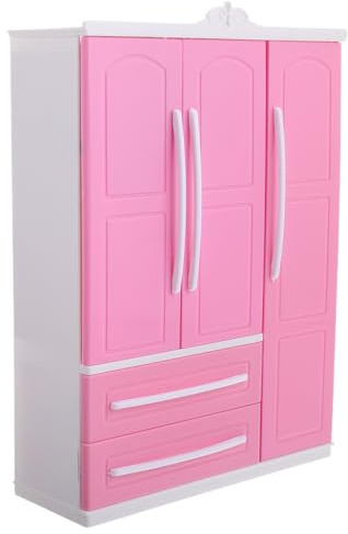 LRXIYODE Armadio per Bambole 30 Cm con 10 Mini Grucce, Guardaroba per Vestiti Giocattolo, Mobili per Case delle Bambole, Organizer per Abiti, Spazio Ampio e Montaggio Facile