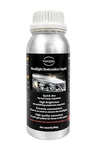 THASIAL Rénovateur Phare Voiture 800g – Liquide de Rénovation Optiques Auto & Moto, Élimine Jaunissement, Oxydation et Micro-Rayures, Restaure Transparence et Brillance des Phares – Marque Française