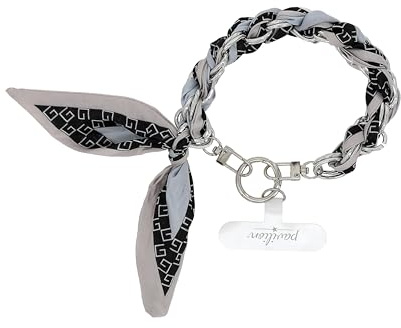 Pavilion Gift Company - Blue Geometric - Braided Scarf Phone Chain Wristlet Accessory