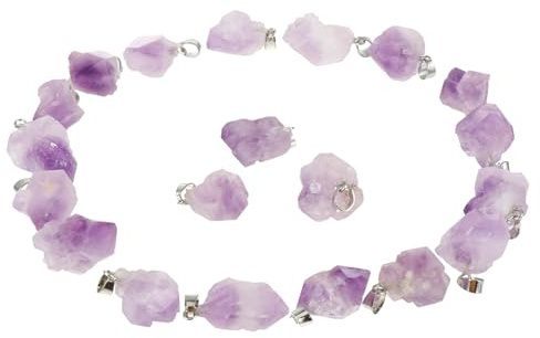 NESTINGHO 20 Pezzi Pendenti in Pietra di Ametista Naturale per Creazione Gioielli, Ciondoli Robusti in Pietra Viola e Lega, per Bracciali e Accessori Fai-da-te