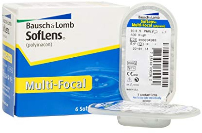 Bausch + Lomb SofLens Multifocal Monatslinsen, Gleitsicht-Kontaktlinsen, weich, 6 Stück/BC 8.8 mm/DIA 14.5 / -0,75 Dioptrien