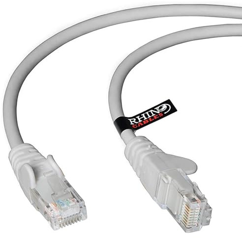 rhinocables CAT 5e High-Speed Ethernet Cable - Reliable LAN Network RJ45 Cable for Fast Internet & Data Transfer | Durable WiFi Broadband Cable for Gaming & Streaming, (15m, Grey, Pack of 1)