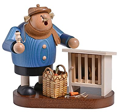 Rudolphs Schatzkiste Incense Smoker Rabbit Breeder with Stable W x D x H = 18 x 13 x 20 cm New Smoking Figure Smoking Figure Smoker Candle Figure Man Wood Seiffen Ore Mountains Wood Snow