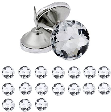 20pcs Crystal Buttons for Upholstery Nails Tacks Sofa Headboard Sew Diamond Wall Decor 30mm Dia