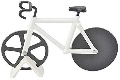 BE-Tool Bicycle Pizza Cutter Wheel, Bike Pizza Slicer Dual Stainless Steel Non-Stick Cutting Wheels with a Stand, for Home Pizza Lovers (1PC, White)