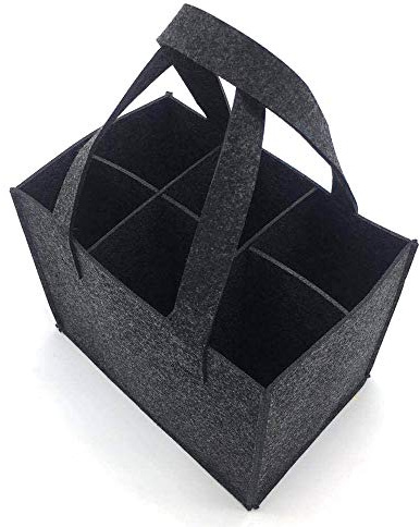 Amacoam Weinflaschenträger Filzkorb Flaschentaschen für Wein Bierträger Weinträger 6 Flaschen Wiederverwendbar Waschbar mit Abnehmbarer Trennwand Wein Geschenktasche für Picknick BBQ Party Geschenke