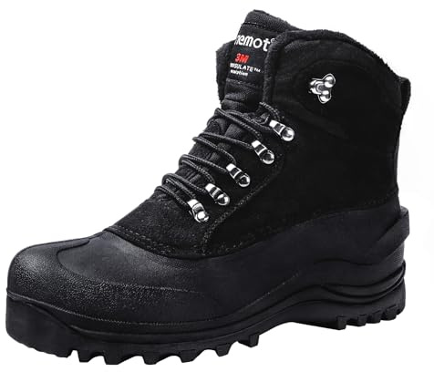 riemot Stivali Uomo Donna Invernali Scarpe Neve Stivaletti Foder Antiscivolo Caldo Eleganti Imbottiti Trekking Boots Taglia 37-47, Nero 38 EU