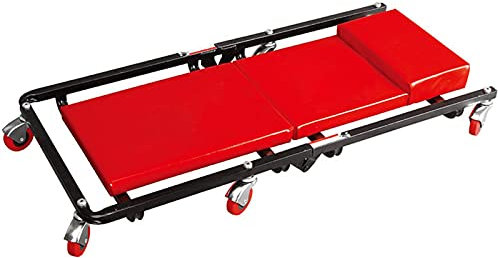 ARCH Faltmechaniker Auto-Werkstatthocker, 36-Zoll-Hochleistungs-Rollbrett Werkstatt Automotive Mit 6 Drehbaren Rädern, 2-in-1-Faltkrescher-Werkstattgarage (Color : Red, Size : Foldable)