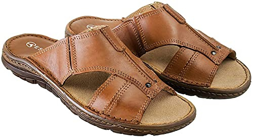 ESTRO Sandales Homme Cuir Mules - Sandales Homme Été Cuir Mules Hommes avec Semelle Antidérapante s1