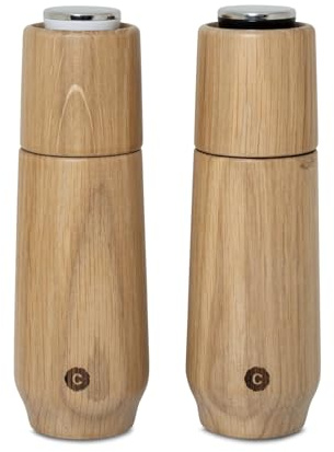 Crushgrind Champagne Gewürzmühle Set aus Eiche mit Keramikmahlwerk | 2x Salz und Pfeffermühle mit verstellbaren Mahlgrad | Set Kräutermühle aus hochwertigen, nachhaltigen Materialien | Eiche 170 mm