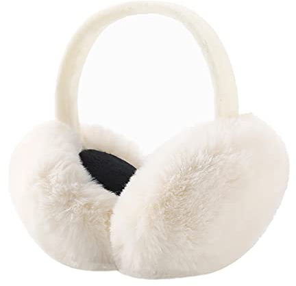 FSSTUD Plüsch-Ohrenschützer, faltbar, flauschig, Ohrenschützer, niedlich, Winter, Ohrenwärmer, Outdoor, Ohrenwärmer, warme Stirnbänder für Männer und Frauen, Weiß
