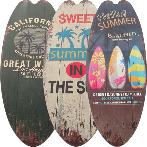 Operitacx Surfbrett Holz Deko Schild 18X6.5 Zoll Strand Meer Wanddekoration Tiki Stil Sommer Bar Haus Wandkunst