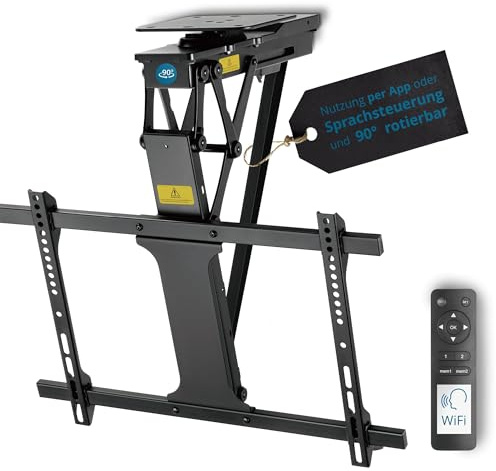 Xantron® DEHA-600E-Roto TV Deckenhalterung Elektrisch Klappbar Neigbar & Drehbar / 32-75 Zoll [Sprachsteuerung] Deckenhalterung für Fernseher/Monitor Deckenhalterung/TV Halterung inkl. Fernbedienung