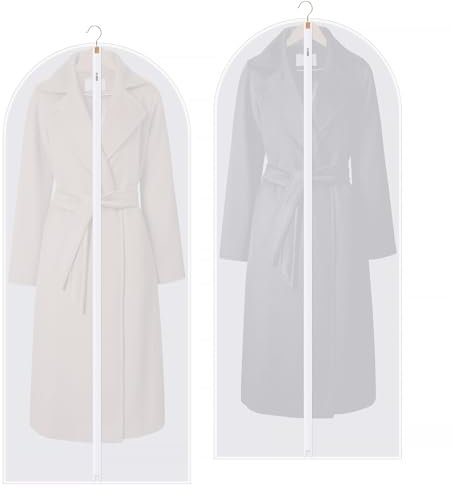 Hejo 2 Stück Kleidersack Anzug Lang, 60 x 140 cm Verdickte Kleiderschutzhülle, Kleiderhülle mit Reißverschluss, Transparente Anzugtasche, Schutzhülle für Anzug, Mäntel, Jacken, Kleider und Anzug