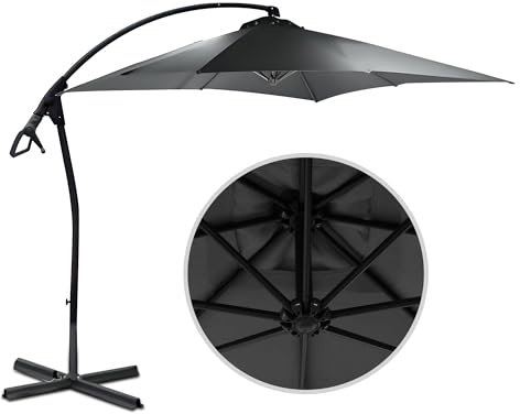 habeig WASSERDICHT Ampelschirm 250x250cm quadratisch durch PVC-Beschichtung Schirm Sonnenschirm Marktschirm Gartenschirm (Anthrazit S55)
