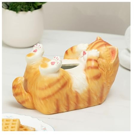Taschentuchbox Katze, Orange Katze Kosmetiktücherboxen für Badezimmer Tischdekoration, Katzen-Papierhandtuchhalter für Zuhause Office Hotel Büro, 24.5 * 12CM