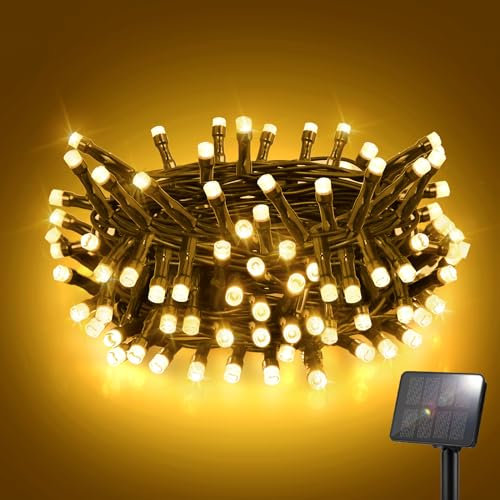 FFZZKJ Solar Lichterkette Aussen 5M 50LED Solar Lichterkette Outdoor Wetterfest 8 Modi IP65 Wasserdicht für Garten Terrasse Baum Hof Party, Warmweiß