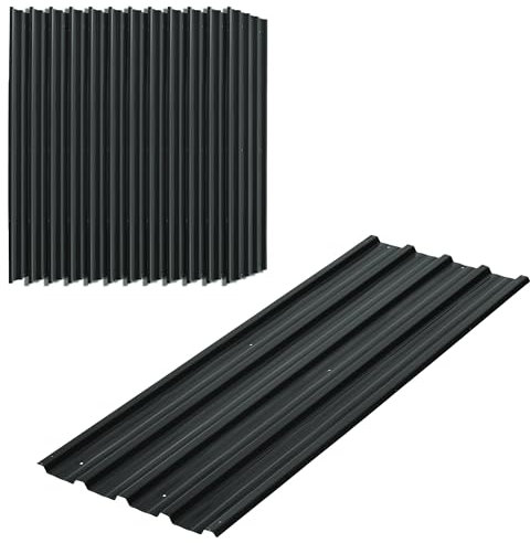 Outsunny Set 12 Pannelli di Ricambio per Casette da Giardino in Acciaio Zincato con Fori, 129x45 cm, Grigio scuro