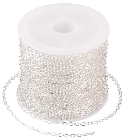 Craftdady 33 fot silverpläterade kedjor för smyckestillverkning tvinnad kedja 2,5 x 2 mm för smyckestillverkning armband och halsband